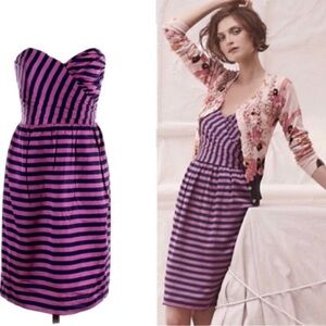 Corey Lynn Calter | Strapless Striped On The Fold Dress Anthropologie Silk Blend